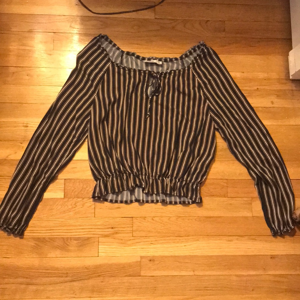 Navy Blue Striped Hollister Blouse